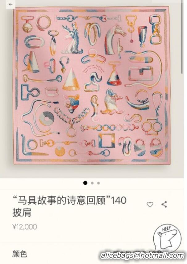 Top Quality Hermes Inventaire Poetique Pour un Conte Sellier Shawl 140 Scarf 140x140cm H1513 Pink 2026 Top