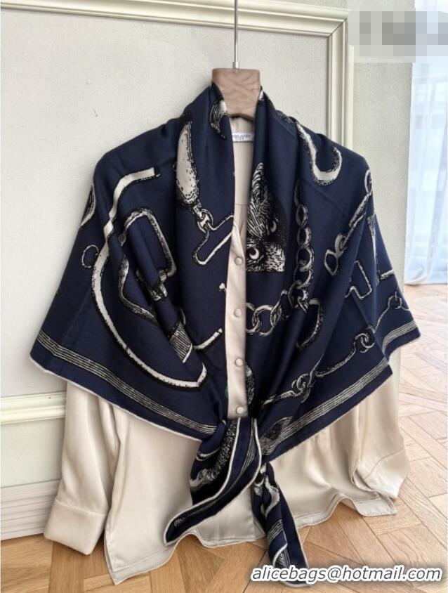 Inexpensive Hermes Inventaire Poetique Pour un Conte Sellier Shawl Scarf 140x140cm H1514 Blue/Black/White 2026