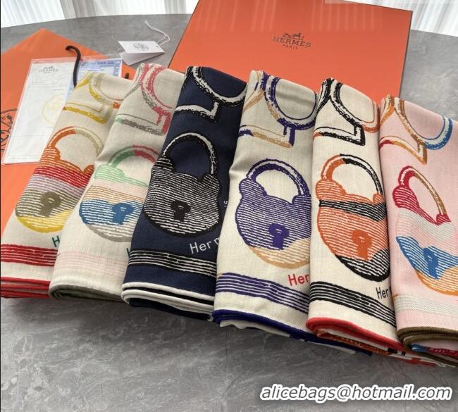 Inexpensive Hermes Inventaire Poetique Pour un Conte Sellier Shawl Scarf 140x140cm H1514 Blue/Black/White 2026