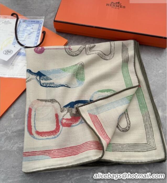 Discount Hermes Inventaire Poetique Pour un Conte Sellier Shawl Scarf 140x140cm H1515 White/Green 2026 Top