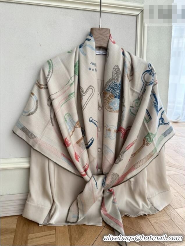 Discount Hermes Inventaire Poetique Pour un Conte Sellier Shawl Scarf 140x140cm H1515 White/Green 2026 Top