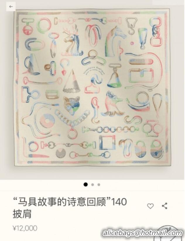 Discount Hermes Inventaire Poetique Pour un Conte Sellier Shawl Scarf 140x140cm H1515 White/Green 2026 Top