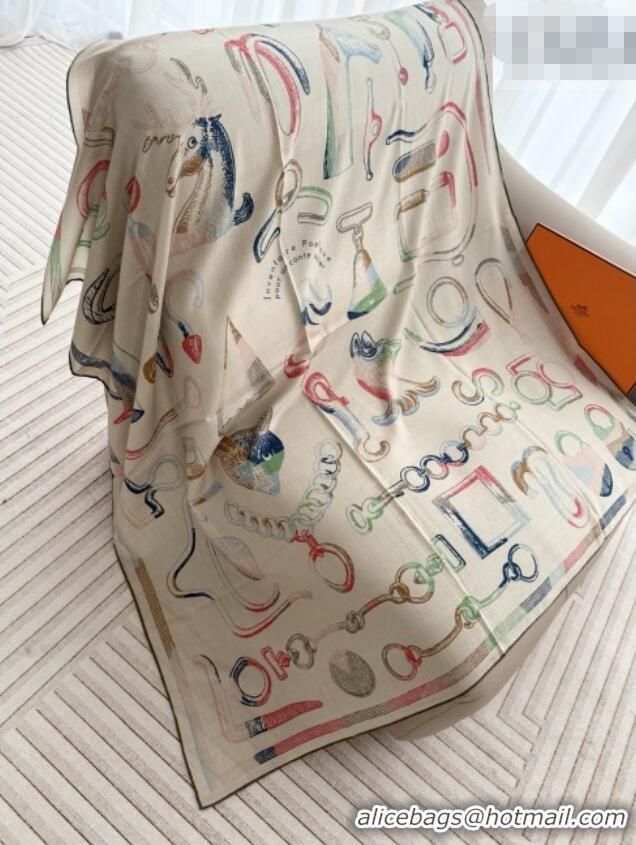 Discount Hermes Inventaire Poetique Pour un Conte Sellier Shawl Scarf 140x140cm H1515 White/Green 2026 Top