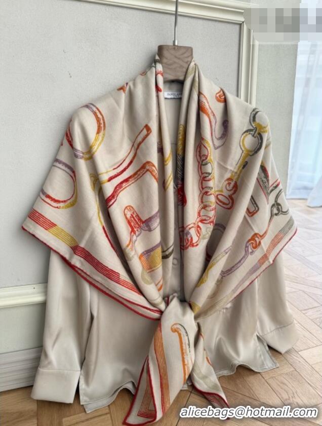 Best Price Hermes Inventaire Poetique Pour un Conte Sellier Shawl Scarf 140x140cm H1516 Beige/Yellow/Orange 2026 Top