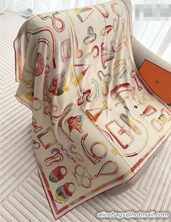 Best Price Hermes Inventaire Poetique Pour un Conte Sellier Shawl Scarf 140x140cm H1516 Beige/Yellow/Orange 2026 Top