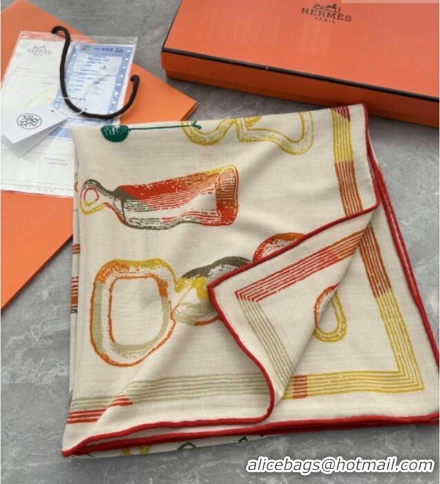Best Price Hermes Inventaire Poetique Pour un Conte Sellier Shawl Scarf 140x140cm H1516 Beige/Yellow/Orange 2026 Top