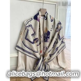 Trendy Design Hermes Inventaire Poetique Pour un Conte Sellier Shawl Scarf 140x140cm H1517 Beige/Blue 2026 Top