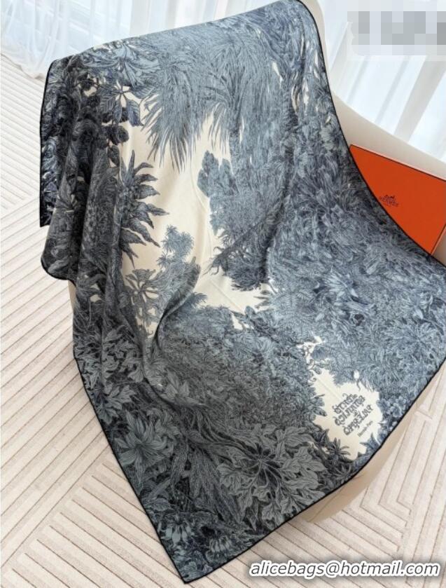 Famous Brand Hermes Cashmere Silk Shawl 140 Scarf H1520 Grey/Blue 2026 Top