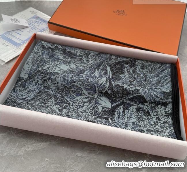 Famous Brand Hermes Cashmere Silk Shawl 140 Scarf H1520 Grey/Blue 2026 Top