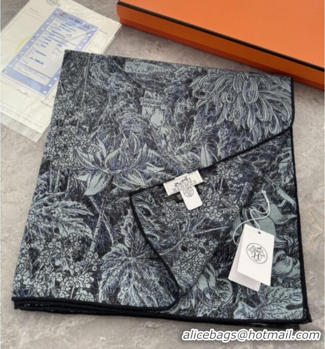 Famous Brand Hermes Cashmere Silk Shawl 140 Scarf H1520 Grey/Blue 2026 Top