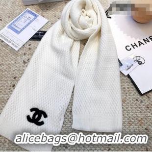 Buy Discount Chanel Cashmere Wool Long Scarf 30x175cm CH010603 White 2026