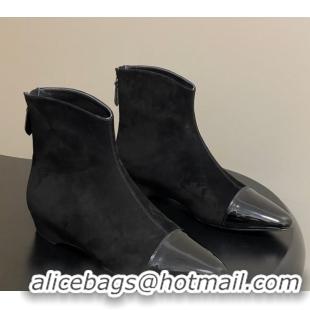 Original Cheap Alaia Suede and Patent Leather Ankle Boots Black AL102902 1029109