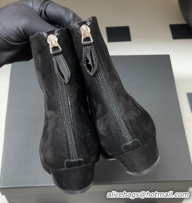 Original Cheap Alaia Suede and Patent Leather Ankle Boots Black AL102902 1029109