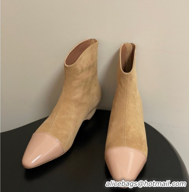 Buy Luxury Alaia Suede and Patent Leather Ankle Boots Beige AL102902 1029110
