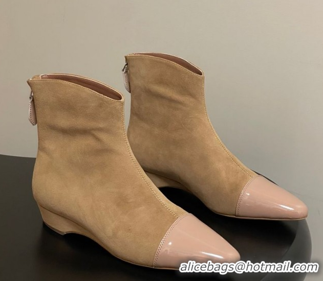 Buy Luxury Alaia Suede and Patent Leather Ankle Boots Beige AL102902 1029110