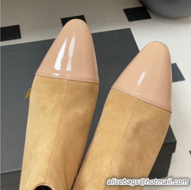 Buy Luxury Alaia Suede and Patent Leather Ankle Boots Beige AL102902 1029110