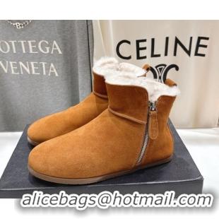 Perfect Alaia Suede and Wool Flat Ankle Boots Yellow AL102903 1029112