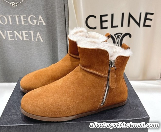 Perfect Alaia Suede and Wool Flat Ankle Boots Yellow AL102903 1029112