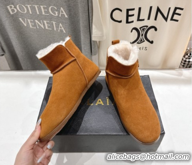 Perfect Alaia Suede and Wool Flat Ankle Boots Yellow AL102903 1029112