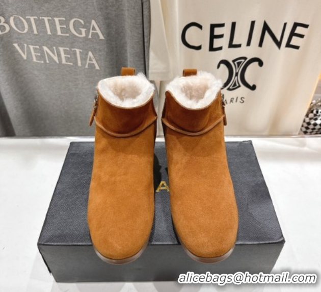 Perfect Alaia Suede and Wool Flat Ankle Boots Yellow AL102903 1029112