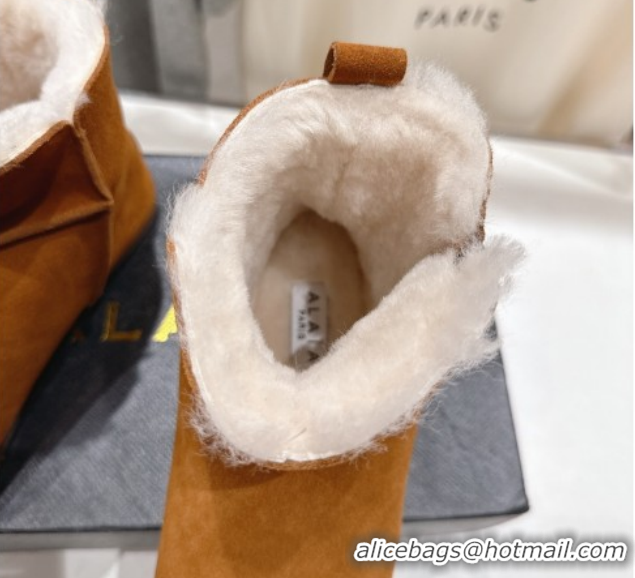 Perfect Alaia Suede and Wool Flat Ankle Boots Yellow AL102903 1029112