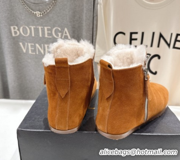 Perfect Alaia Suede and Wool Flat Ankle Boots Yellow AL102903 1029112