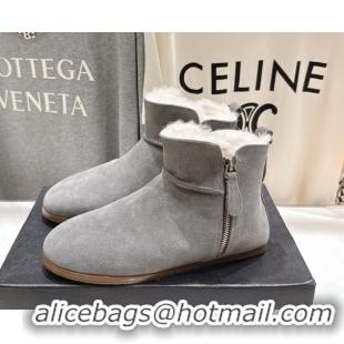 Good Looking Alaia Suede and Wool Flat Ankle Boots 2026 AL102903 Grey
