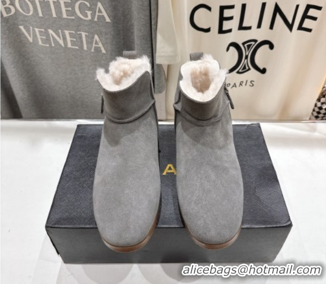 Good Looking Alaia Suede and Wool Flat Ankle Boots 2026 AL102903 Grey