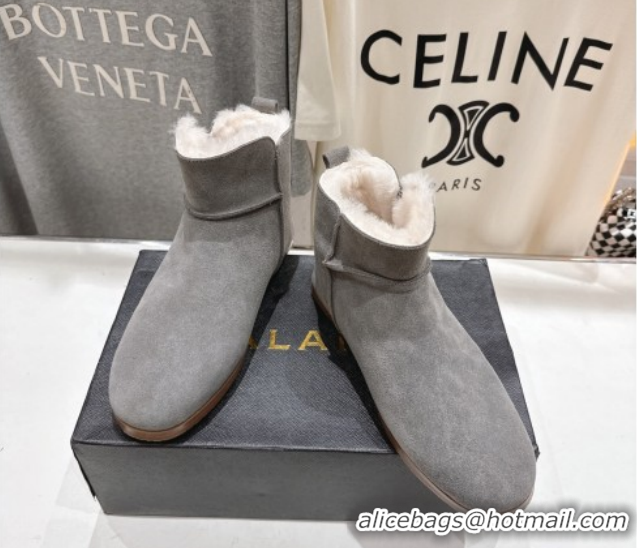 Good Looking Alaia Suede and Wool Flat Ankle Boots 2026 AL102903 Grey
