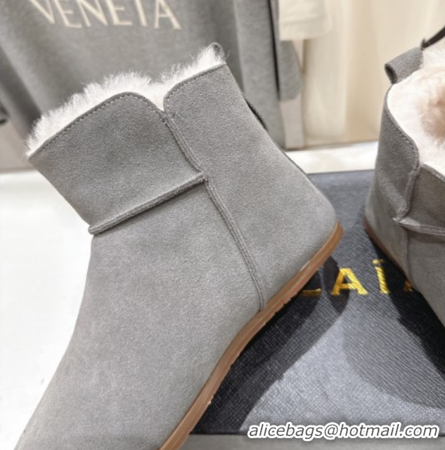 Good Looking Alaia Suede and Wool Flat Ankle Boots 2026 AL102903 Grey