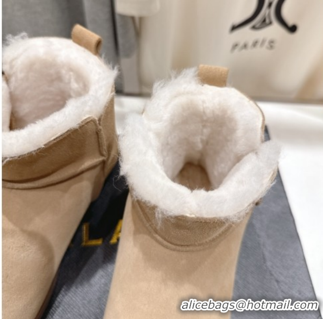 Grade Alaia Suede and Wool Flat Ankle Boots 2026 AL102903 Light Beige