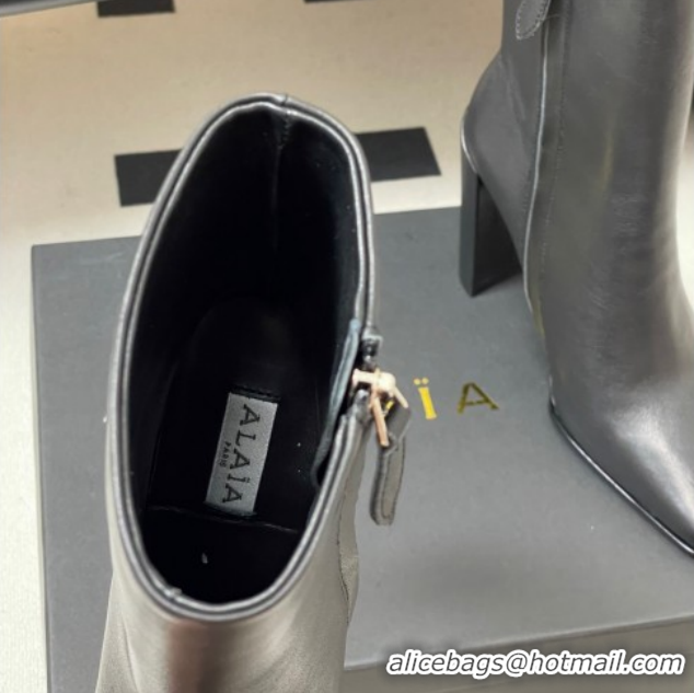 Good Product Alaia Square Heel Ankle Boots 10cm in Calf Leather 2026 AL102904 Black
