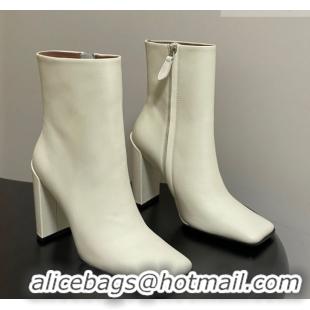 Sophisticated Alaia Square Heel Ankle Boots 10cm in Calf Leather 2026 AL102904 White