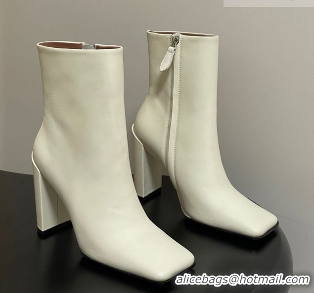 Sophisticated Alaia Square Heel Ankle Boots 10cm in Calf Leather 2026 AL102904 White