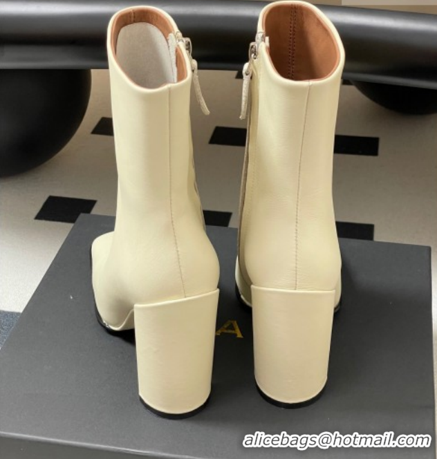 Sophisticated Alaia Square Heel Ankle Boots 10cm in Calf Leather 2026 AL102904 White