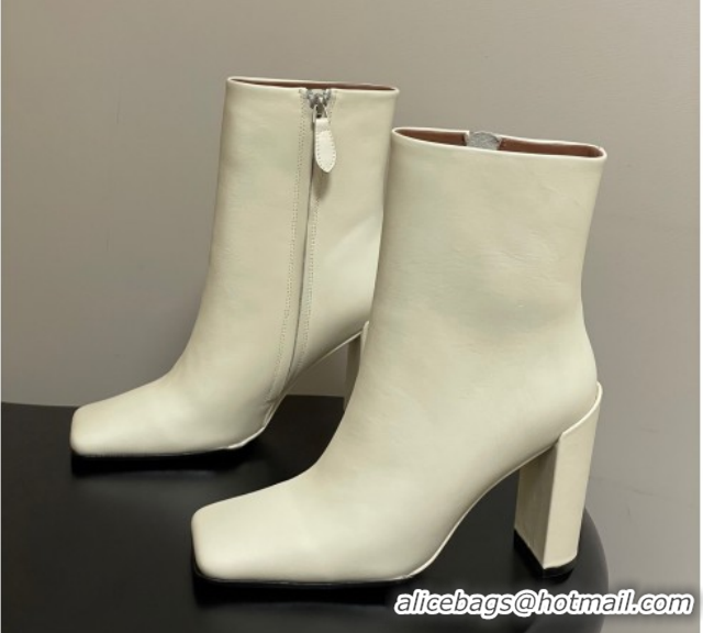 Sophisticated Alaia Square Heel Ankle Boots 10cm in Calf Leather 2026 AL102904 White