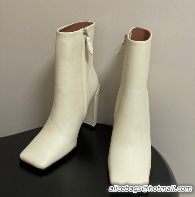 Sophisticated Alaia Square Heel Ankle Boots 10cm in Calf Leather 2026 AL102904 White