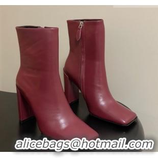 Stylish Alaia Square Heel Ankle Boots 10cm in Calf Leather 2026 AL102904 Red