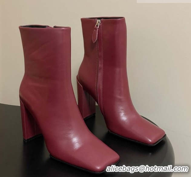 Stylish Alaia Square Heel Ankle Boots 10cm in Calf Leather 2026 AL102904 Red