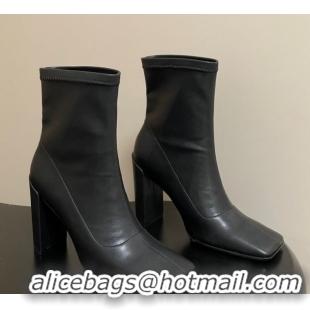 Top Design Alaia Square Heel Ankle Boots 10cm in Calf Leather 2026 AL102904 Black