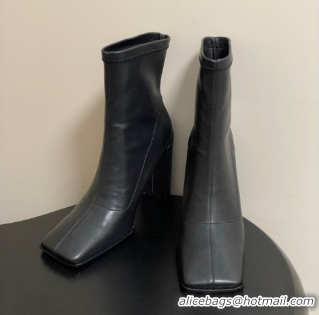 Top Design Alaia Square Heel Ankle Boots 10cm in Calf Leather 2026 AL102904 Black