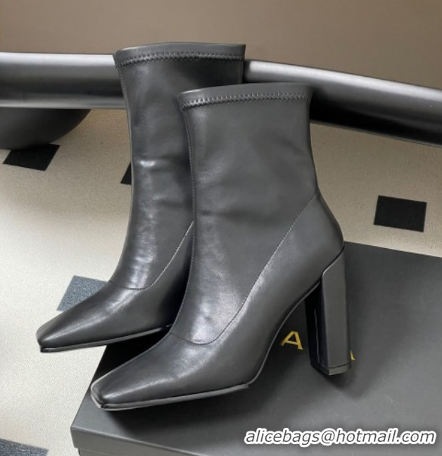 Top Design Alaia Square Heel Ankle Boots 10cm in Calf Leather 2026 AL102904 Black