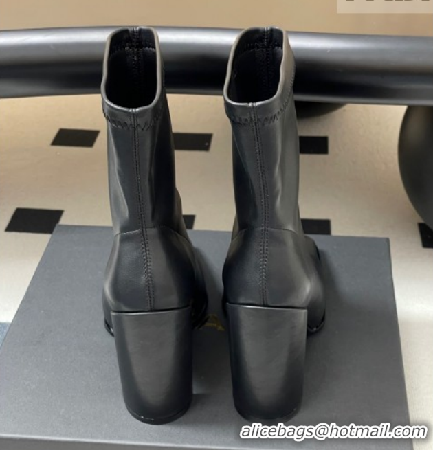 Top Design Alaia Square Heel Ankle Boots 10cm in Calf Leather 2026 AL102904 Black