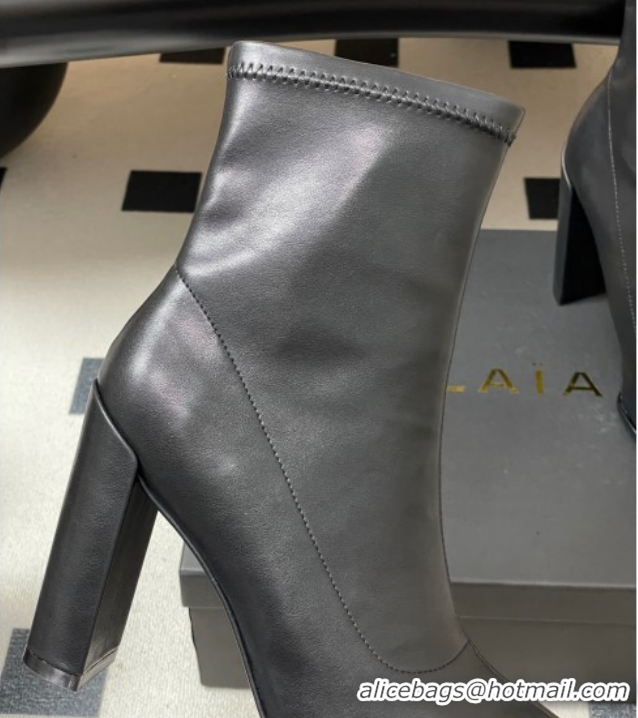 Top Design Alaia Square Heel Ankle Boots 10cm in Calf Leather 2026 AL102904 Black