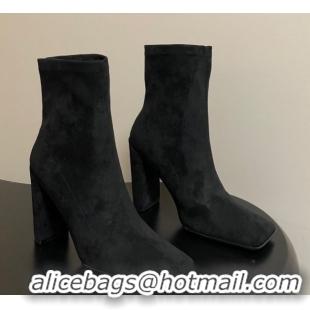 Popular Style Alaia Square Heel Ankle Boots 10cm in Suede 2026 AL102905 Black
