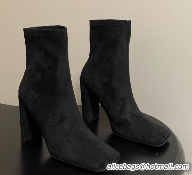 Popular Style Alaia Square Heel Ankle Boots 10cm in Suede 2026 AL102905 Black