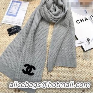 Inexpensive Chanel Cashmere Wool Long Scarf 30x175cm CH010603 Grey 2026