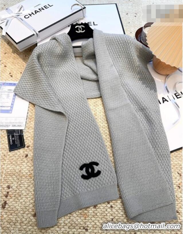Inexpensive Chanel Cashmere Wool Long Scarf 30x175cm CH010603 Grey 2026