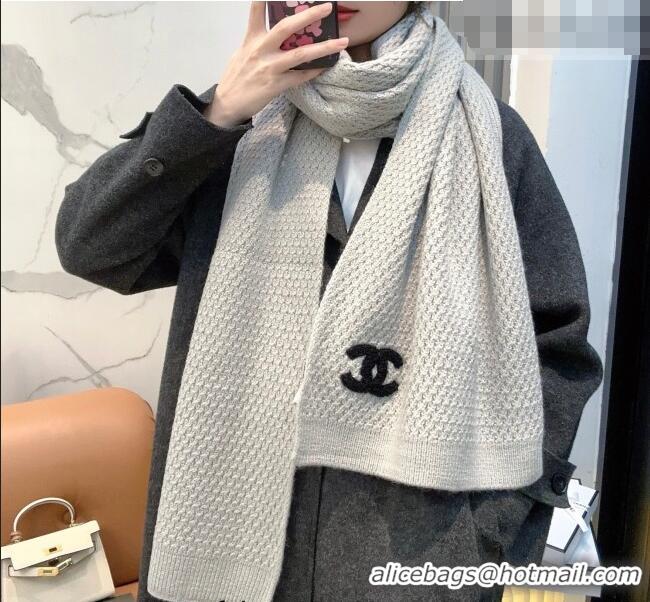 Inexpensive Chanel Cashmere Wool Long Scarf 30x175cm CH010603 Grey 2026