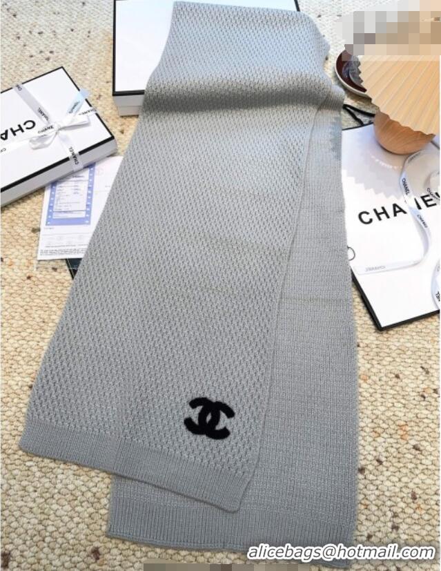Inexpensive Chanel Cashmere Wool Long Scarf 30x175cm CH010603 Grey 2026